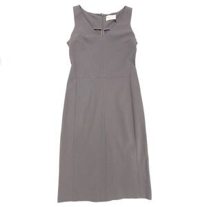 M.M. LAFLEUR The Rachel Dress Washable Ponte Sheath Career Pebble Gray Minimal 8